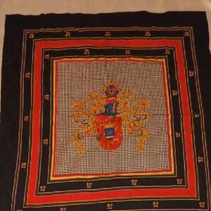 Elegant Black and Red Scarf with Gold Accents